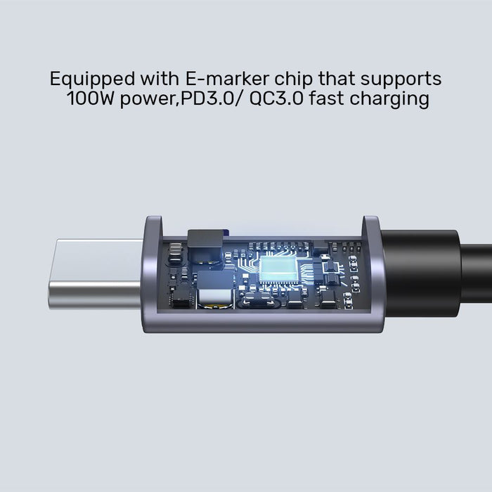 UNITEK 0.5m USB-C to Right Angled 90 Degree USB-C Connector. Supports 100W PD Fa