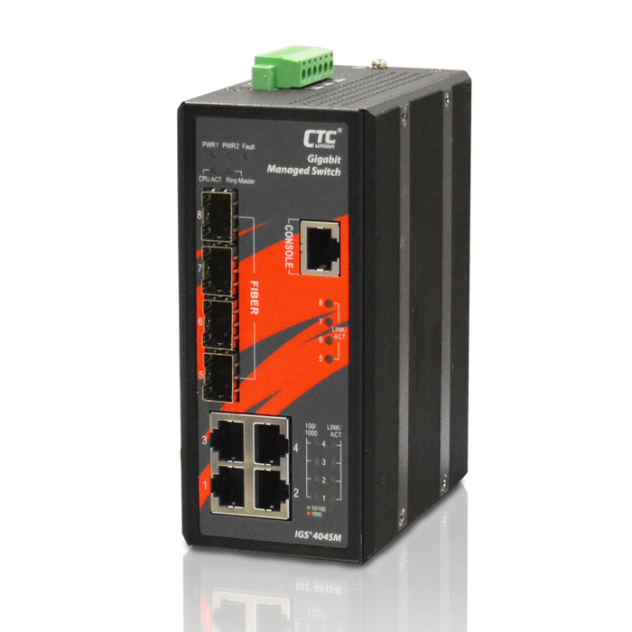 CTC UNION 4 Port Gigabit + 4x SFP Managed Switch. -40C+75C. 4x 10/100/1000Base-T