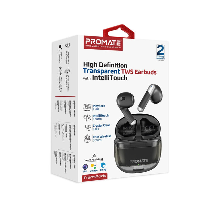 PROMATE In-Ear HD Bluetooth Earbud with Intellitouch & 300mAh Charging Case. Erg