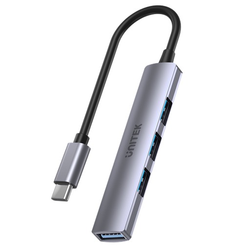 UNITEK 4-in-1 USB Multi-port Ultra Slim Hub with USB-C Connector. Includes 1x US