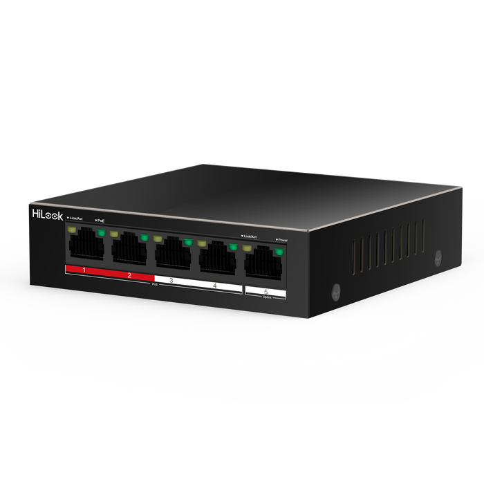 HILOOK 4 Port 10/100 Fast Ethernet Unmanaged POE Switch with 35W. 4x 100 Mbps Po