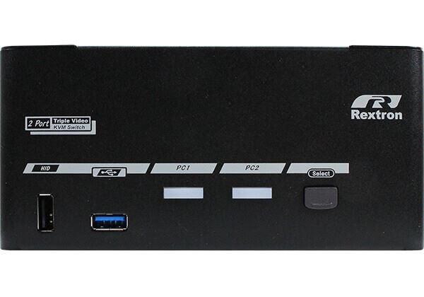 REXTRON 2-Port True 4K Triple Monitor DisplayPort KVM Switch With USB 3.0 & Audi