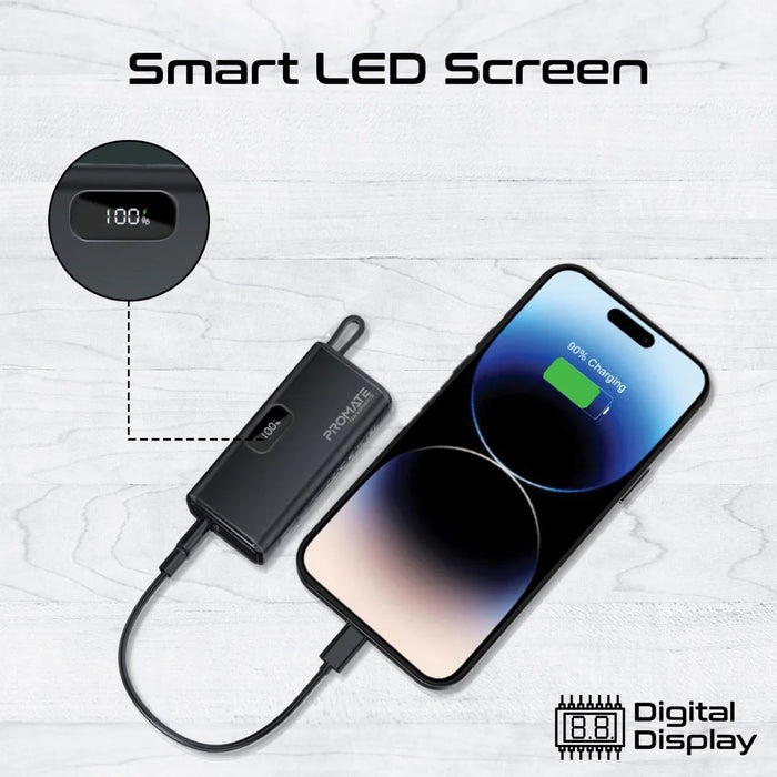 PROMATE 5000mAh Pocket-sized Fast Charging Power Bank with Foldable USB-C Connec - LX2001 - Homewares, Outdoor, Phone Accessories, Cases, Speakers, Headphones + More -