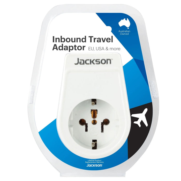 JACKSON Slim Inbound Travel Adaptor for use in NZ/AUS. Europe; USA and Parts of - LX2001 - Homewares, Outdoor, Phone Accessories, Cases, Speakers, Headphones + More -