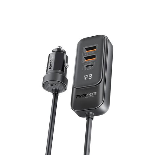 PROMATE 120W In-Car Device Charger with Backseat 3 Port Charging Hub. Includes 2