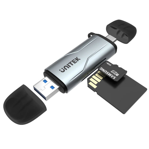 UNITEK 2-in-1 SD 3.0 Card Reader. Dual USB-A & USB-C Connectors. Supports 5Gbps