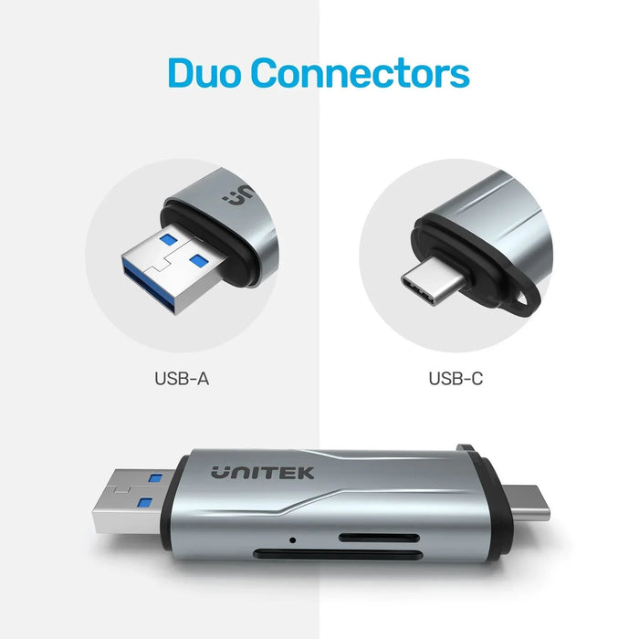 UNITEK 2-in-1 SD 3.0 Card Reader. Dual USB-A & USB-C Connectors. Supports 5Gbps - LX2001 - Homewares, Outdoor, Phone Accessories, Cases, Speakers, Headphones + More -