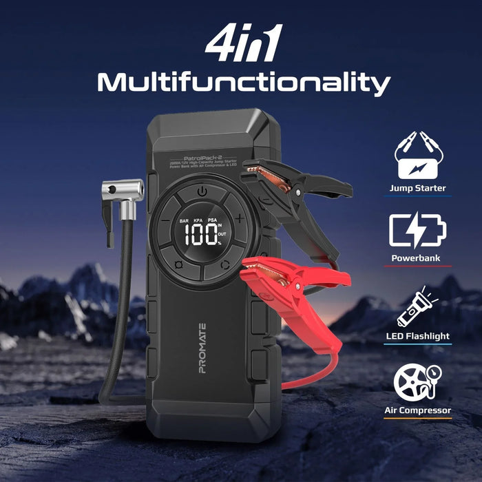PROMATE 4in1 2000A/12V Heavy Duty Car Jump Starter & Air Compressor 12000mAh Pow - LX2001 - Homewares, Outdoor, Phone Accessories, Cases, Speakers, Headphones + More -