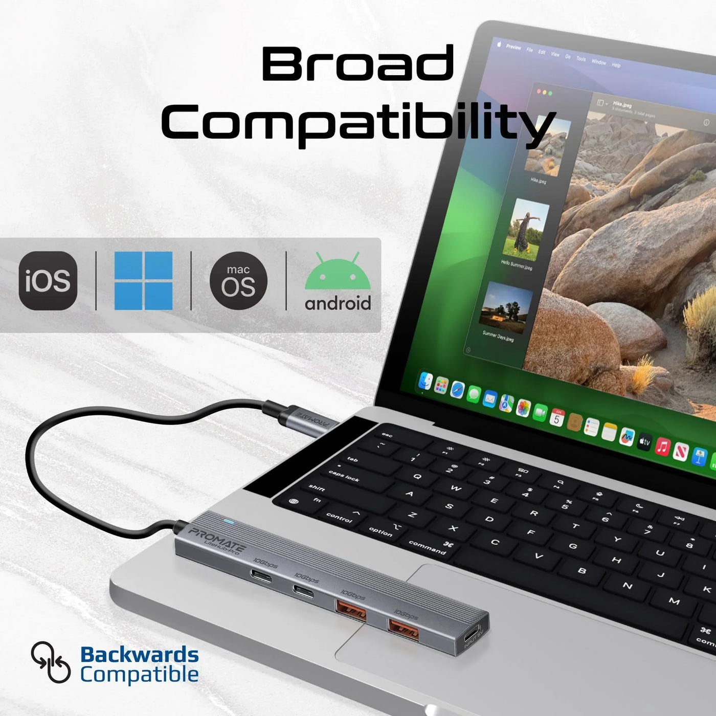 PROMATE 4-in-1 USB Multi-Port Ultra Compact Hub with USB-C Connector ...