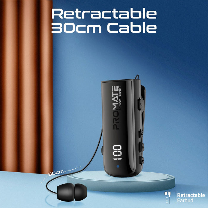 PROMATE Mono Bluetooth Earphone with Dynamic HD Sound & Built-in Mic Retractable