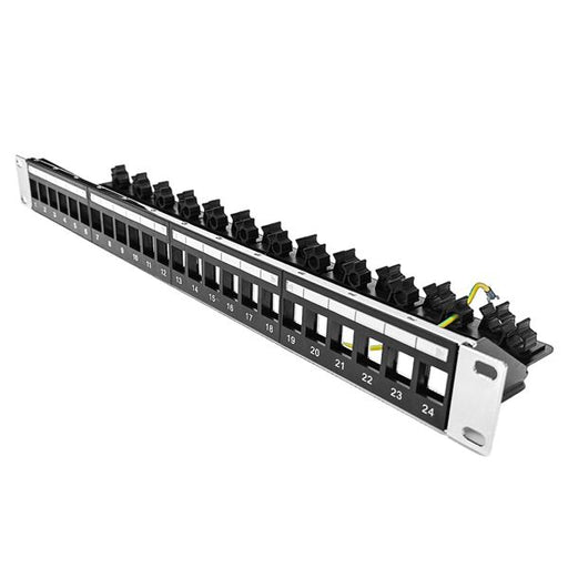 DYNAMIX 24 Port 19'' 1RU STP / UTP Unloaded Keystone Patch Panel with Rear Cable