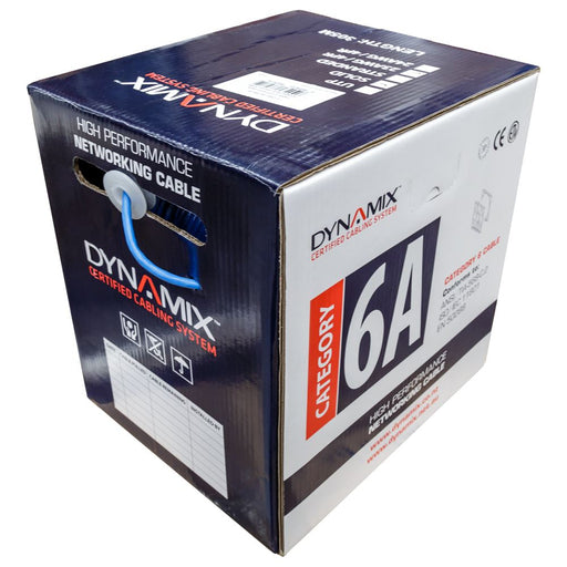 DYNAMIX 305m Cat6A Blue S/FTP Cable Roll; 500MHz; 23AWGx4P LSZH Jacket; Supplied