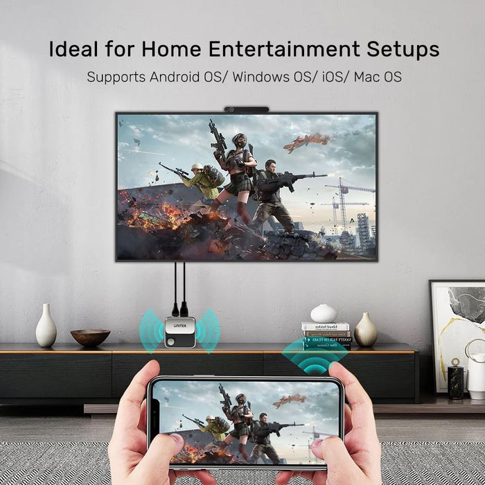 UNITEK Wireless Screen Mirroring Device Supporting 4K HD Resolution. Supports An