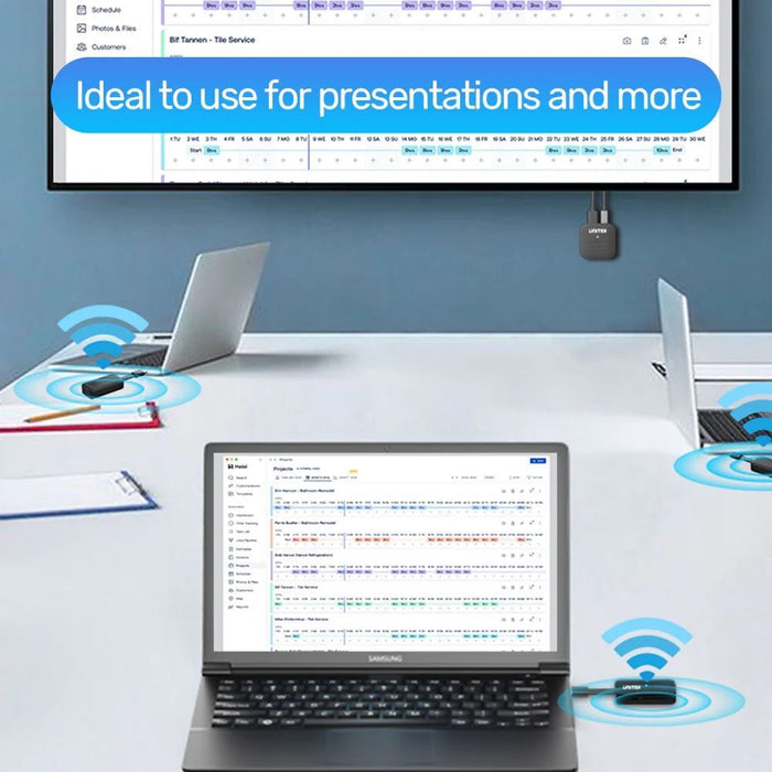 UNITEK USB-C Wireless HDMI Extender Kit. Supports Res up to 1920x1080@60Hz, Tran