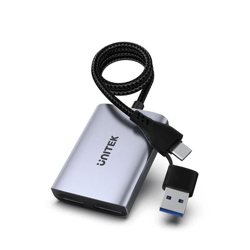UNITEK HDMI Dual Port Adapter with 60cm Cable & USB-A&USB-C Connectors Mirror or