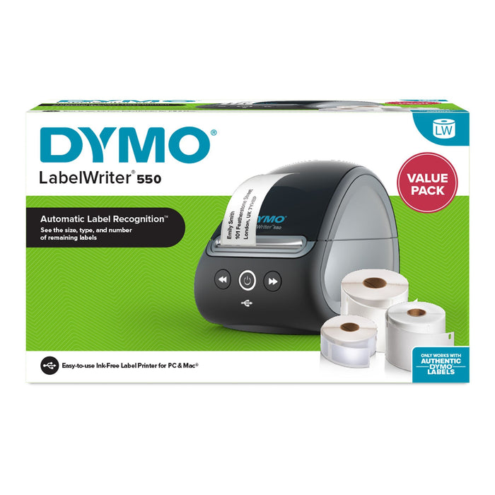 DYMO LabelWriter 550 Turbo Label Printer Value Pack. Includes 3x Rolls of Labels