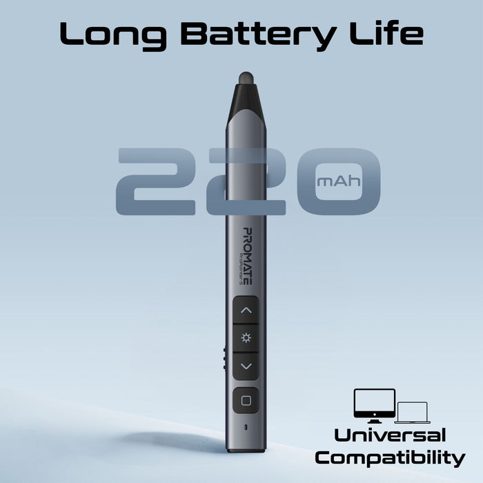 PROMATE Universal Intuitive Laser Pointer with Built-in Stylus Pen. 220mAh Built