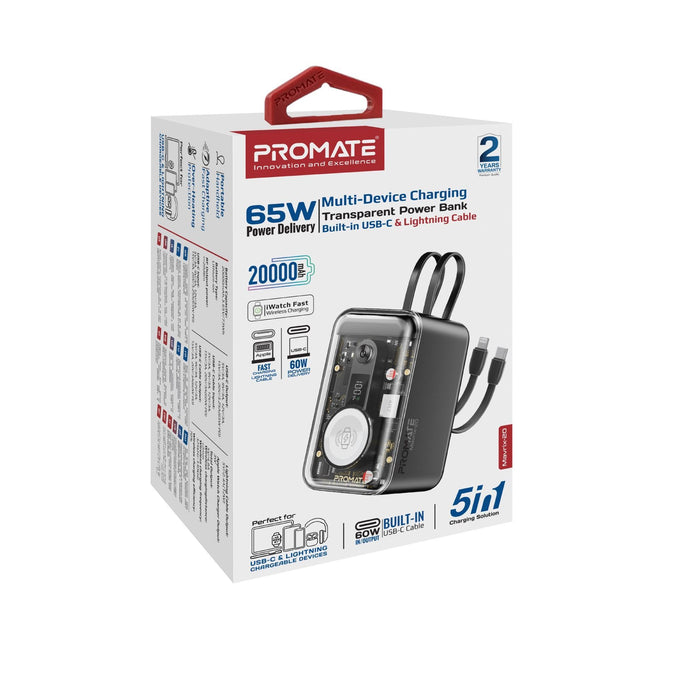 PROMATE 20000mAh 4-in-1 Smartphone & Apple Watch Charging Power Bank with Dual U
