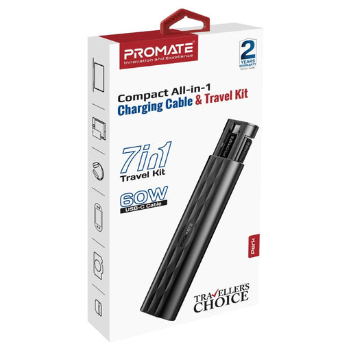 PROMATE Compact All-in-1 Multi Connect Charging Cable & Travel Kit Includes USB-
