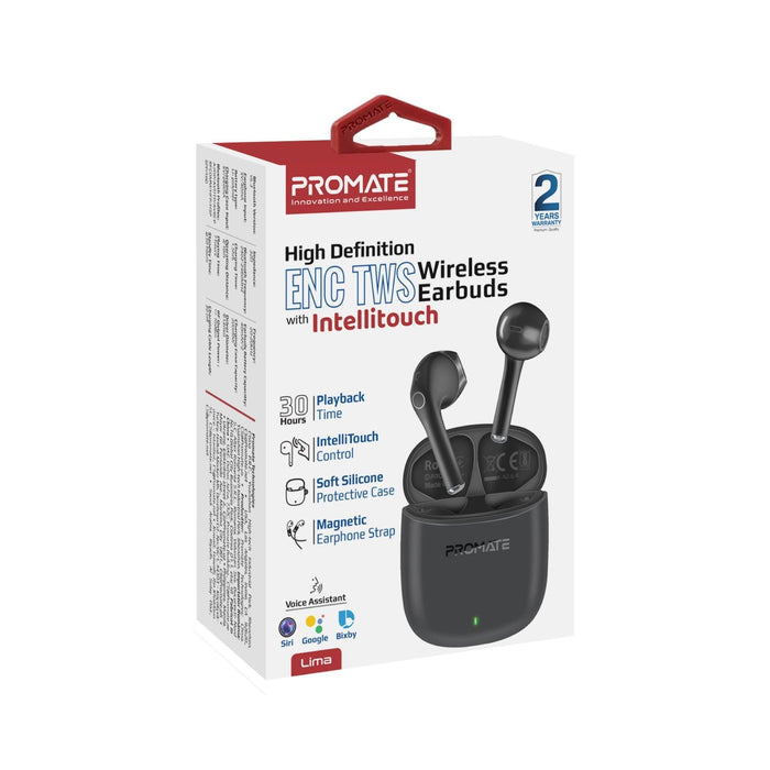 PROMATE In-Ear HD Bluetooth Earbuds with Intellitouch & 260mAh Charging Case. Er