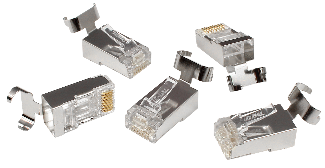 Ideal industries CAT6A/6/5e STP RJ45 Push Through Plug Staggered Pack of 25 Compatible w/ 30-495
