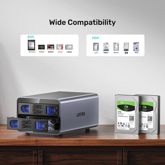 UNITEK 2-Bay External Hard Drive Enclosure. Supports both 2.5" & 3.5" SATA HDD;