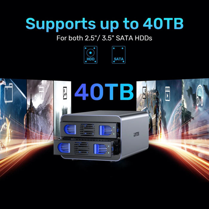 UNITEK 2-Bay External Hard Drive Enclosure. Supports both 2.5" & 3.5" SATA HDD;