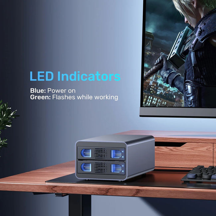 UNITEK 2-Bay RAID External HD Enclosure. Supports RAID 1 Supports both 2.5" & 3.