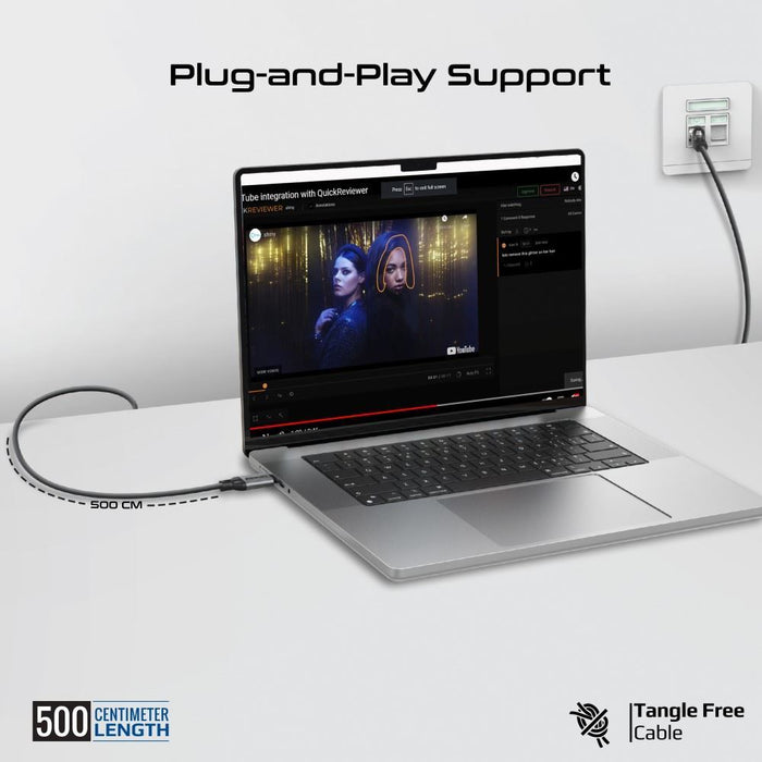 PROMATE 5m USB-C to RJ45 High-Speed 1Gbps Ethernet Cable. Premium Aluminium Allo