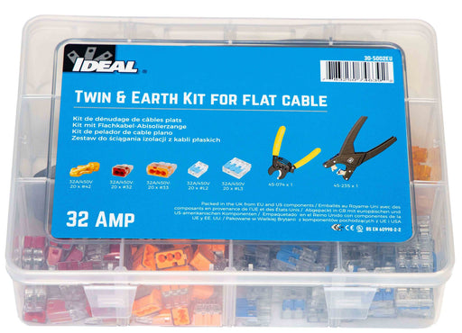 IDEAL INDUSTRIES Twin and Earth 32A Kit for Flat Cable. Box of 100 Includes 1x F