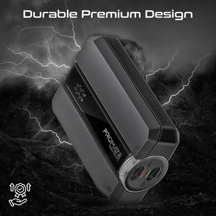 PROMATE 10000mAh 30W PD Ultra-Fast Power Bank with USB-C & Lightning Ports. Smar