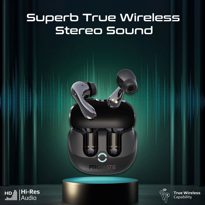 PROMATE In-Ear HD Bluetooth Earbud Hybrid ANC TWS with Intellitouch Includes 500