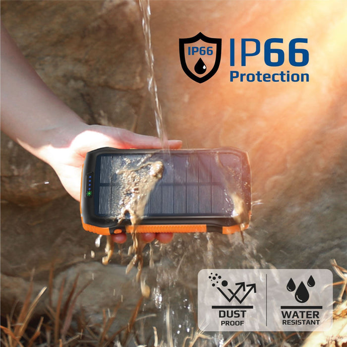 PROMATE 20000mAh Rugged EcoLight Solar IP65 Power Bank with 10W Wireless Qi Char