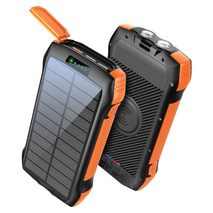PROMATE 20000mAh Rugged EcoLight Solar IP65 Power Bank with 10W Wireless Qi Char