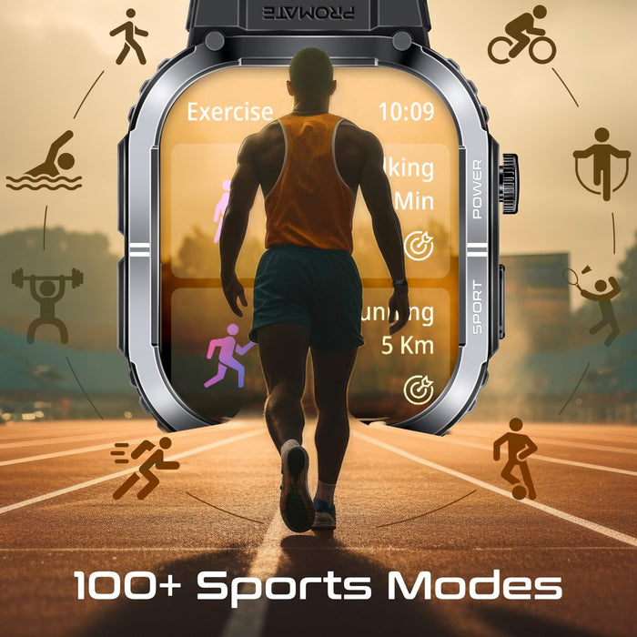 PROMATE IP68 Smartwatch with 2.01" TFT Display & Bluetooth Calling. Fitness Trac
