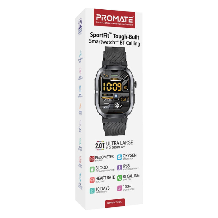 PROMATE IP68 Smartwatch with 2.01" TFT Display & Bluetooth Calling. Fitness Trac
