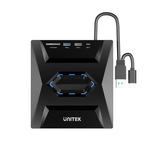 UNITEK 5-in-1 External Optical Drive with USB Hub. High-Speed Writing & Reading;
