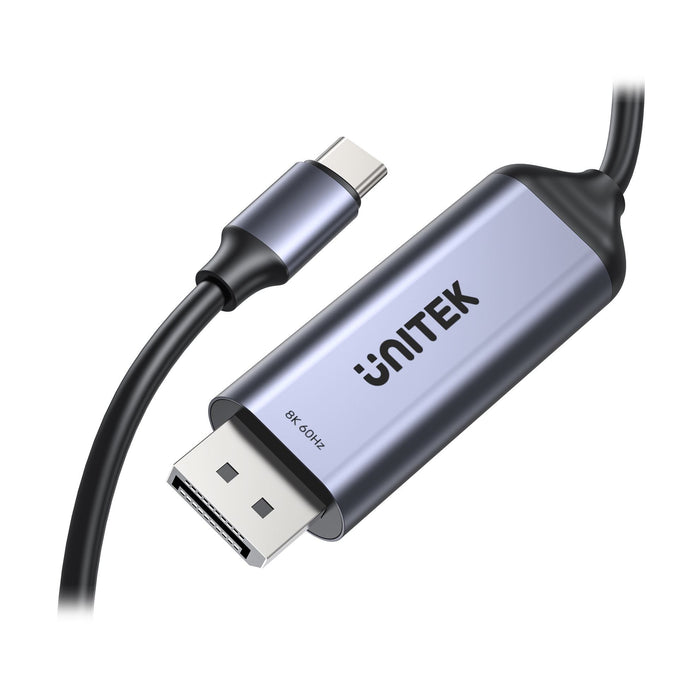 UNITEK 1.8m 8K USB-C DisplayPort 1.4 Cable in Aluminium Housing. Supports Res up