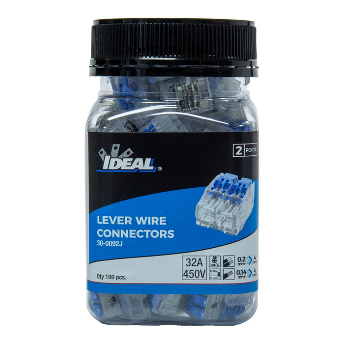 IDEAL INDUSTRIES 32A 2 Port Wire Connector Gen II Lever. 100pc Jar. 0.2 mm2 to 4 - LX2001 - Homewares, Outdoor, Phone Accessories, Cases, Speakers, Headphones + More -