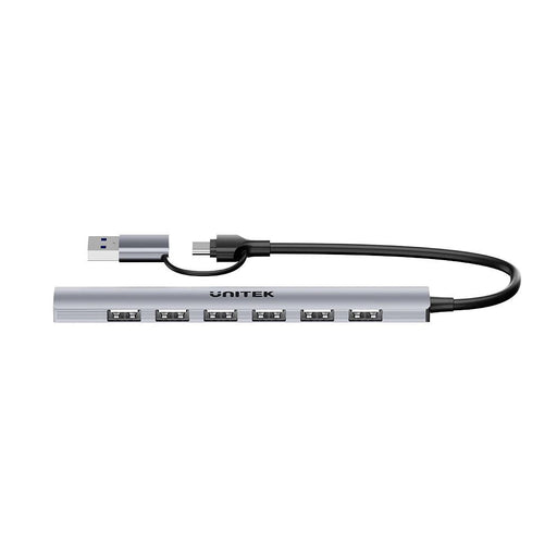 UNITEK 7-in-1 USB Multi-port Super Slim Hub with USB-C & A Connectors. Includes