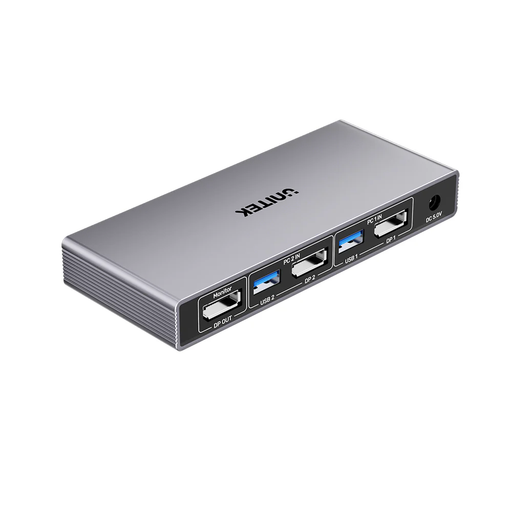 UNITEK 5Gbps DP KVM Switch. Switches Between 2 Devices, Shares 1 DP 8K@60Hz Disp