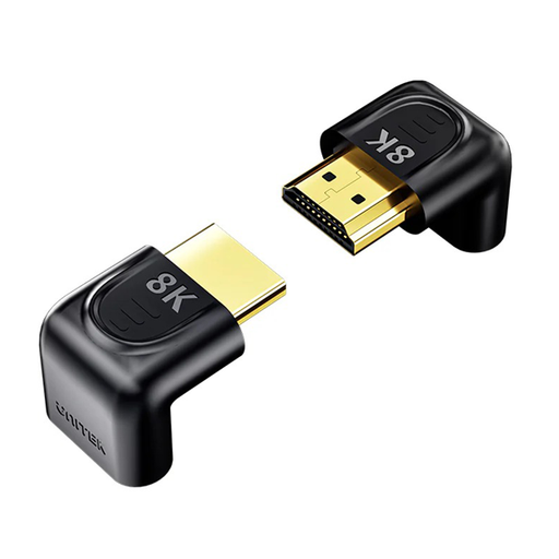 UNITEK 8K HDMI 90 & 270 Degree Right Angle Adapter with Gold-Plater Connectors.