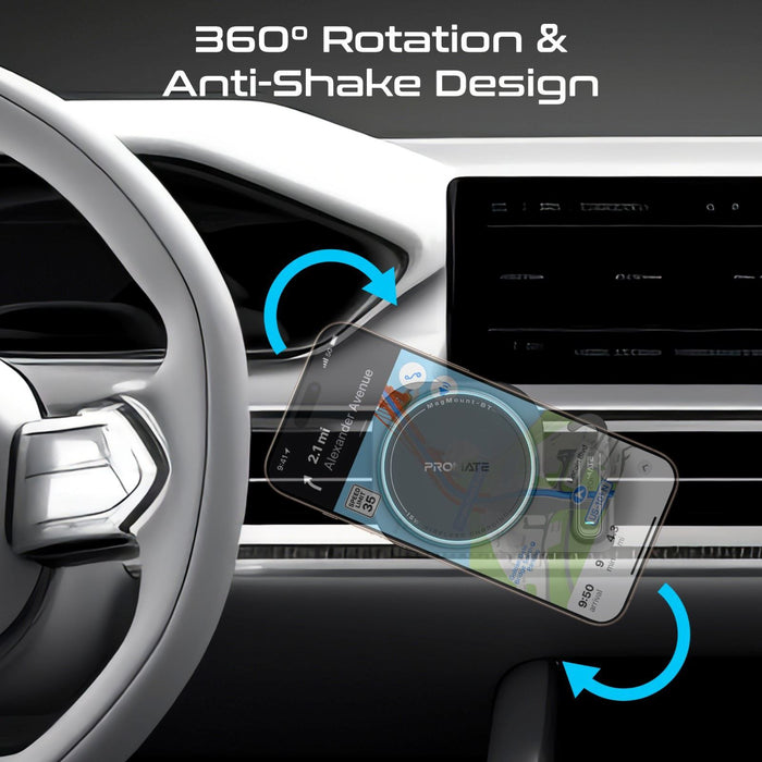 PROMATE 2-in-1 MagSafe 15W Wireless In-Car Phone Charger with Built-in Wireless