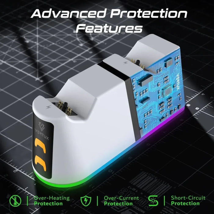 VERTUX 2-in-1 Charging Dock for PS5 DualSense Controller with RGB Lights. Chargi - LX2001 - Homewares, Outdoor, Phone Accessories, Cases, Speakers, Headphones + More -
