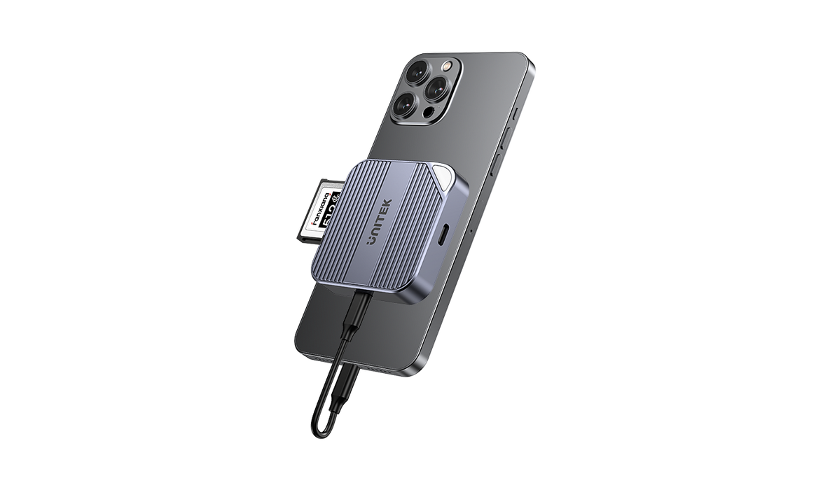 UNITEK MagSafe Magnetic CF Express Reader Enclosure for iPhone 16/15 Supports US