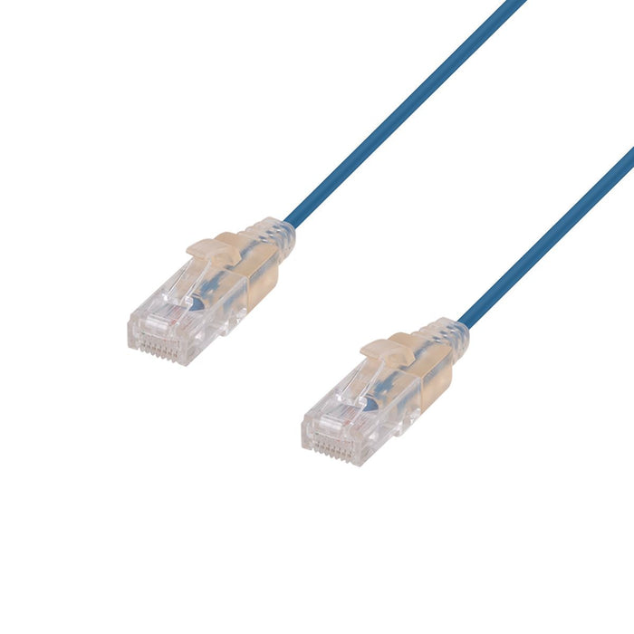 DYNAMIX 0.15m Cat6A 10G Blue UTP Patch Lead 30AWG 8023af Unshielded Plug.