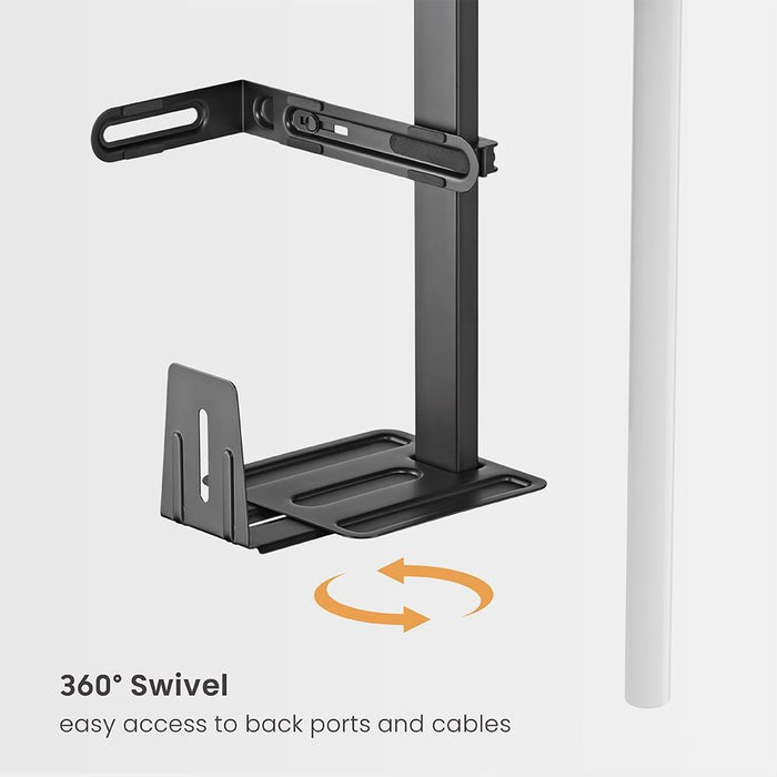 Brateck Multifunctional Under-Desk Wall Adjustable CPU Holder. 360 Swivel, Supports up to 30Kgs, Matte Black