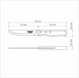 Tramontina Churrasco Steak Knife Serrated Wide Blade Polywood Red 5", 13cm