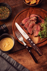 Tramontina Churrasco Steak Knife Serrated Wide Blade Polywood Brown 5", 13cm