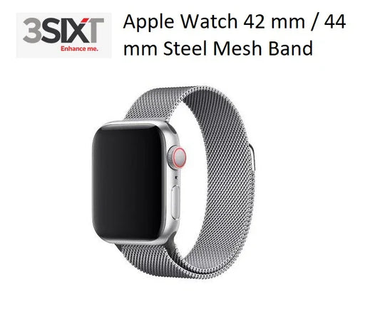 3SIXT Apple Watch 42mm / 44mm Stainless Steel Mesh Band - Silver 3S-1202 9318018129882 - LX2001 - Homewares, Outdoor, Phone Accessories, Cases, Speakers, Headphones + More -